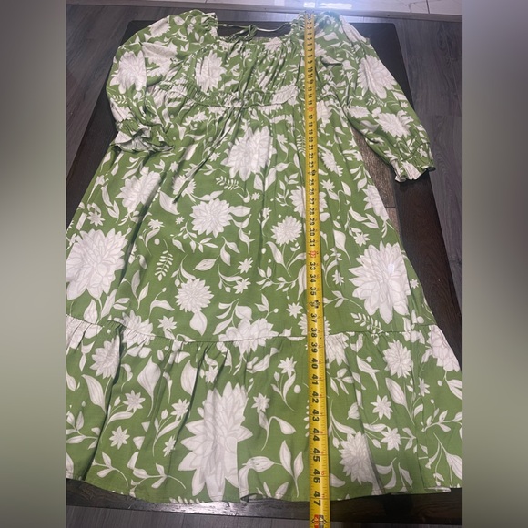 🌱🍃Ava & Viv Women Prairie Boho Green Floral Smock Maxi Dress Size X🌱🍃 - Picture 4 of 8